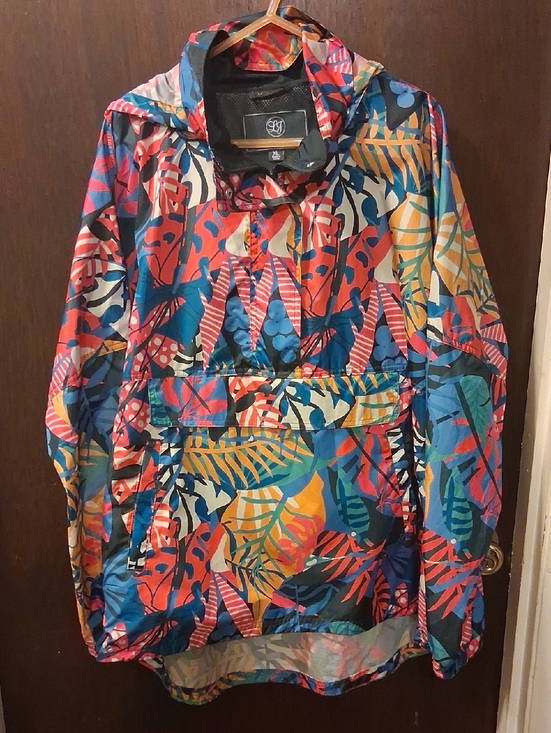 Lauren James Jackets & Blazers - Lauren James Tropical Print Anorak Windbreaker Hood Folds Up Into Pouch Size XL